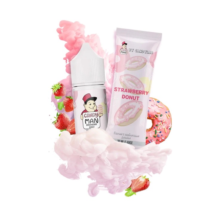Жидкость CANDYMAN Salt - Strawberry donut (пончик с клубничным джемом) 30 мл (20 мг)