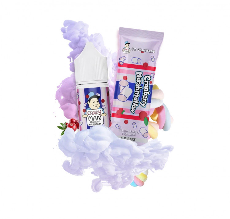 Жидкость CANDYMAN Strong Salt Ultra - Cranberry Marshmallow (Ванильный зефир с брусникой) 30 мл (20 мг Ultra)